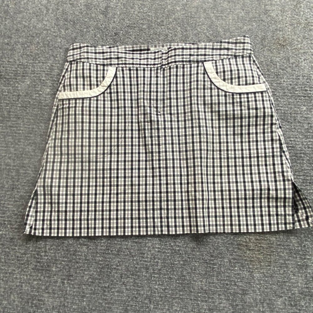 IZOD Golf Classics Skort Women 10 Black White Plaid Preppy Sporty Coastal Tennis